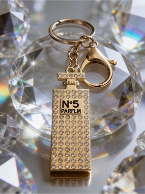 Crystal Gold Bottle Keychain/Bag charm NWT